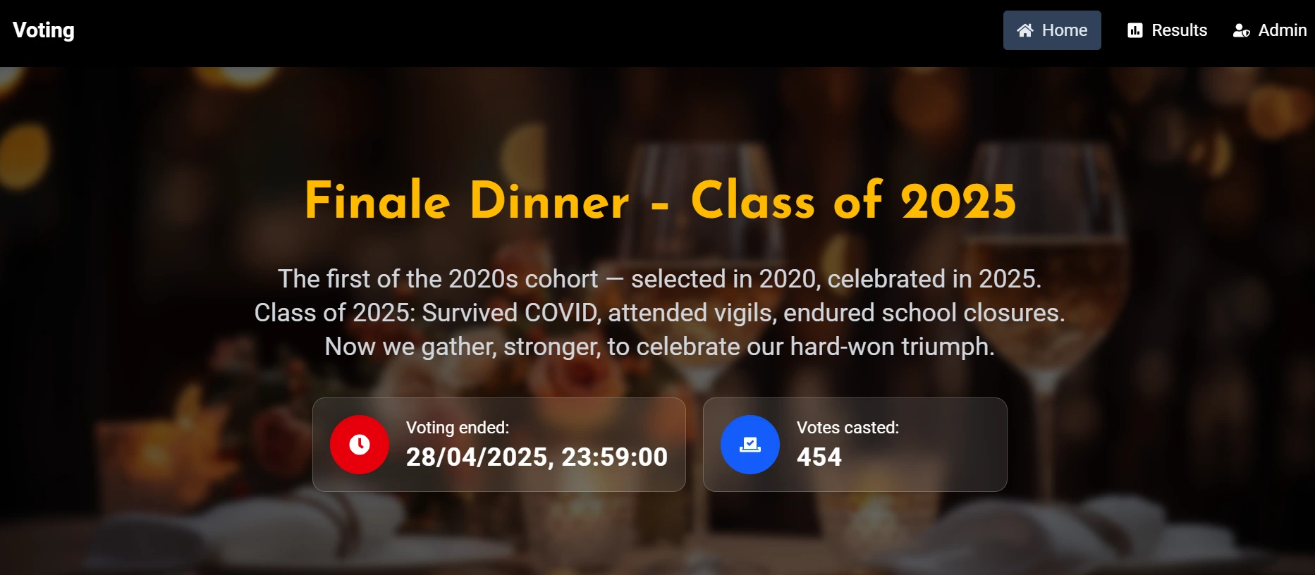 UNIMA 2025 finale dinner voting system